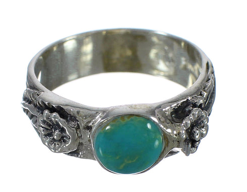 Flower Turquoise And Genuine Sterling Silver Southwestern Ring Size 6 YX90653